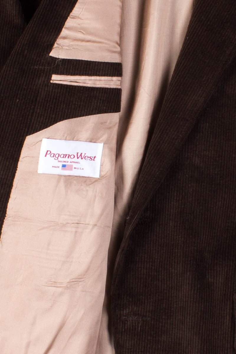 Brown Leather Collared Corduroy Blazer