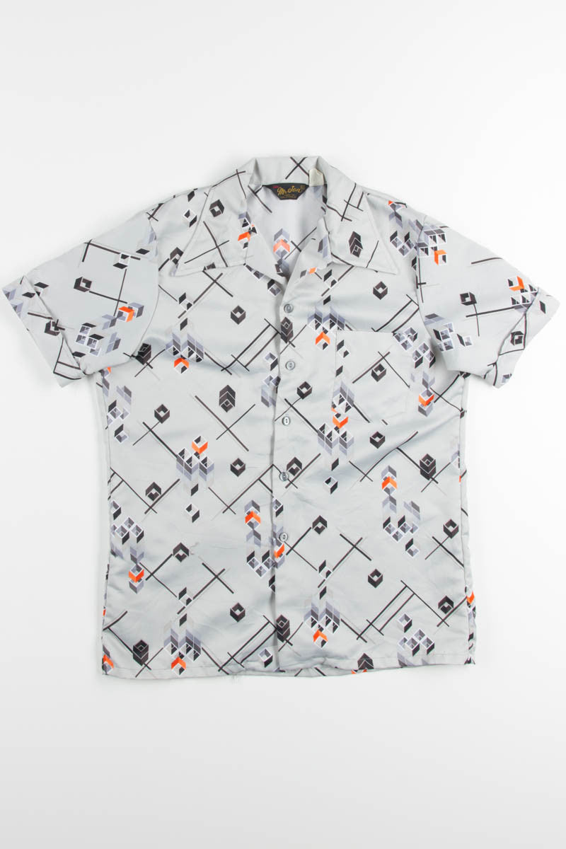 Grey Geometric Button Up