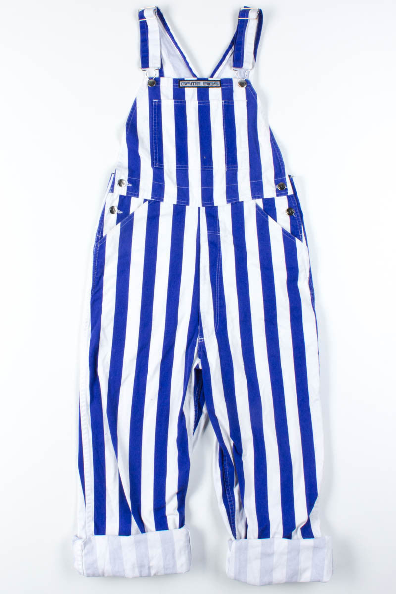 Blue & White Striped Overalls