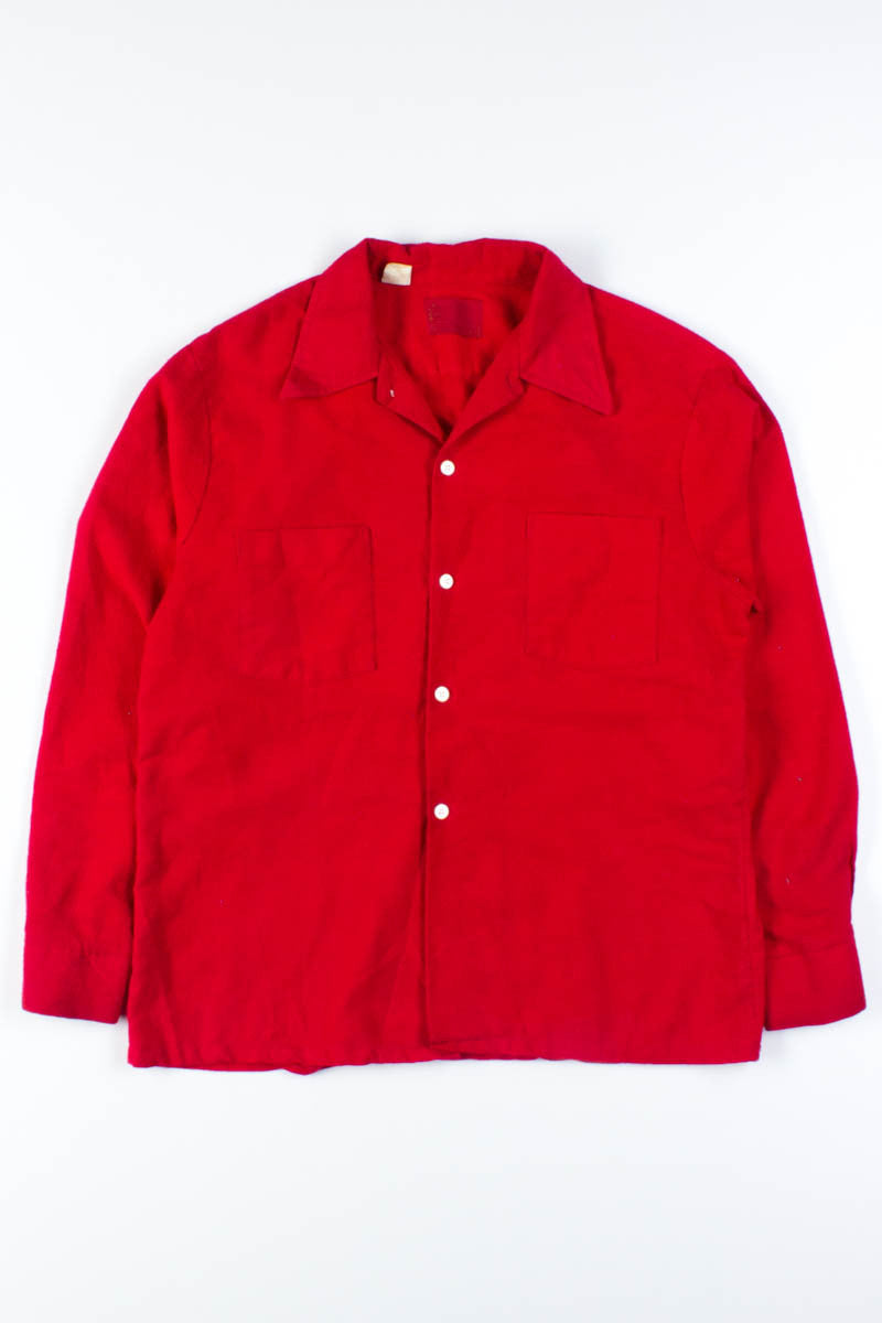 Solid Red Vintage Flannel Shirt