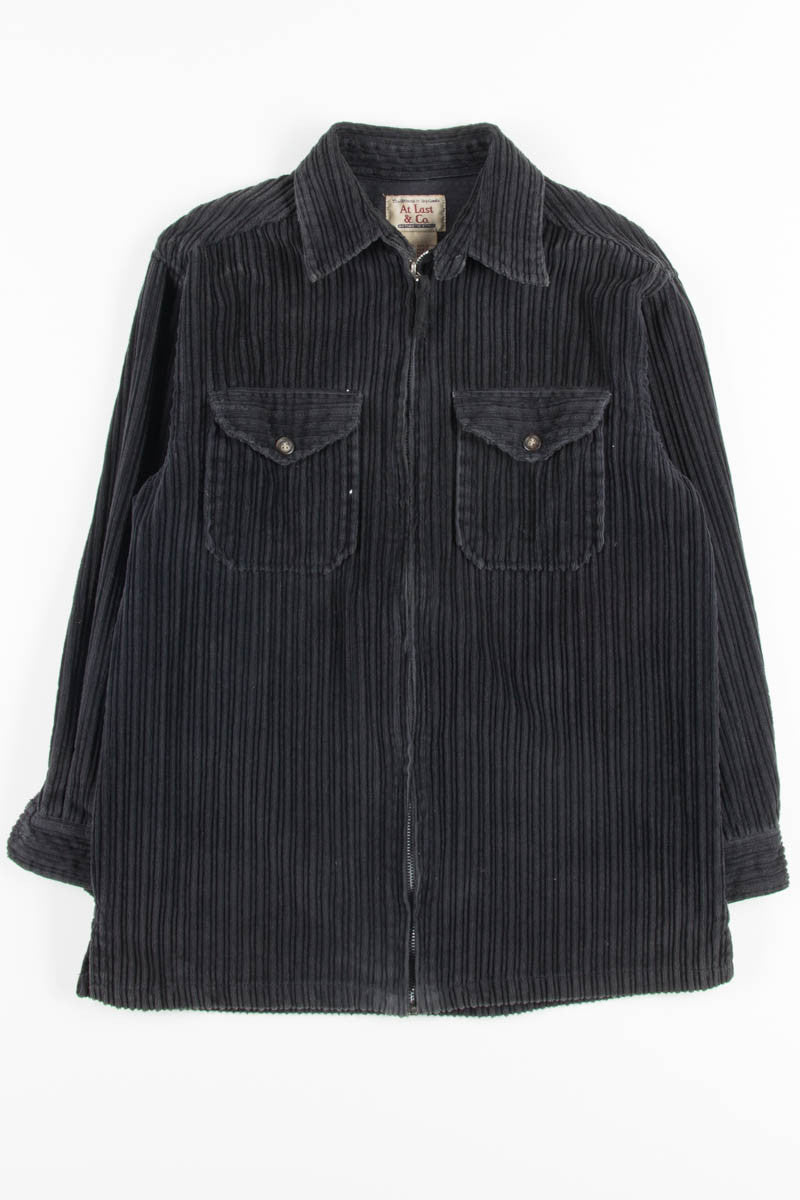 Grey Zip Up Corduroy Shirt