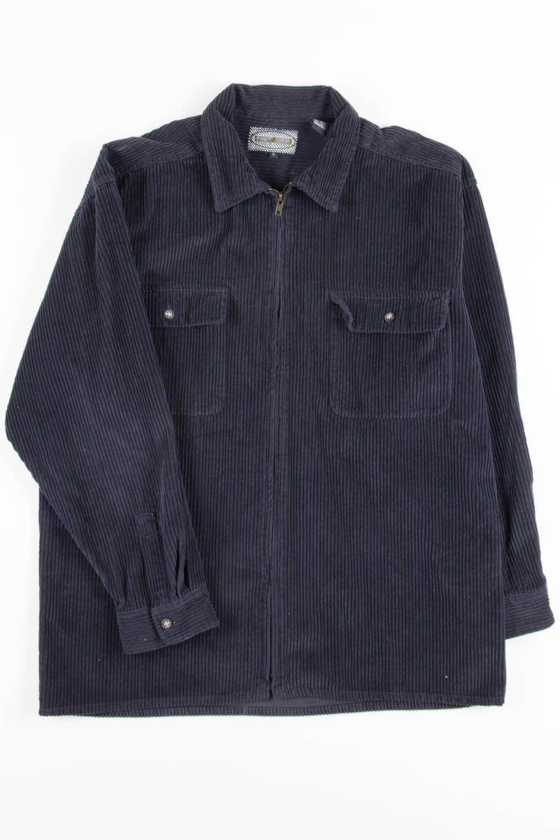 Dark Plum Zip Up Corduroy Shirt
