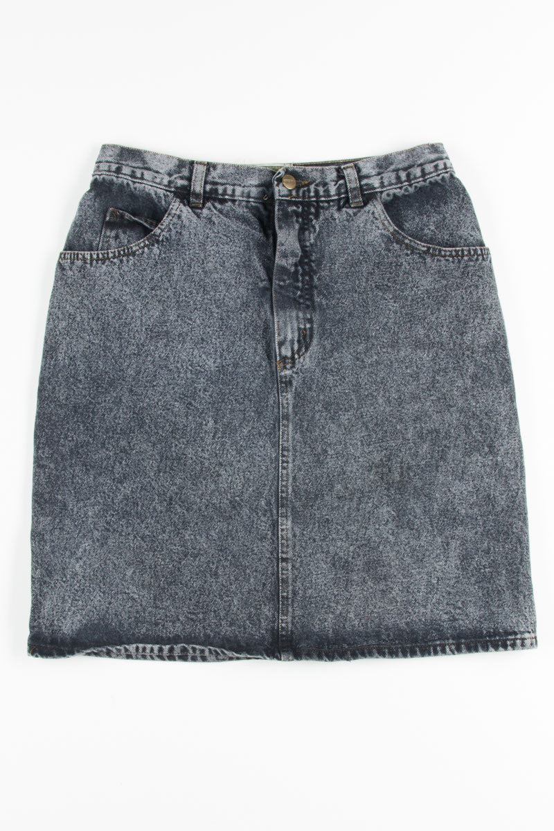 Black Mineral Washed Denim Skirt
