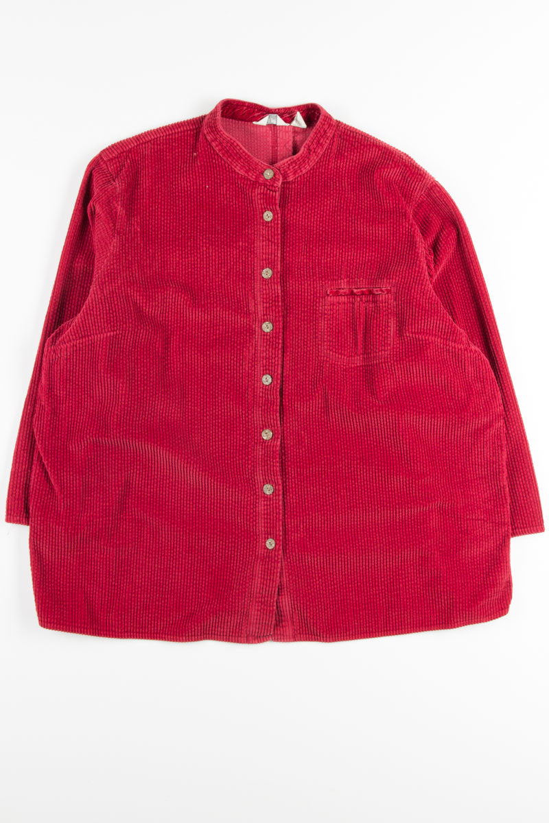 Red J. Jill Corduroy Button Up Shirt