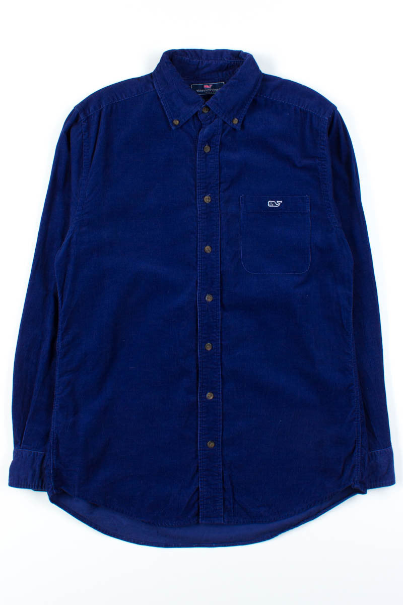 Navy Corduroy Button Up Shirt