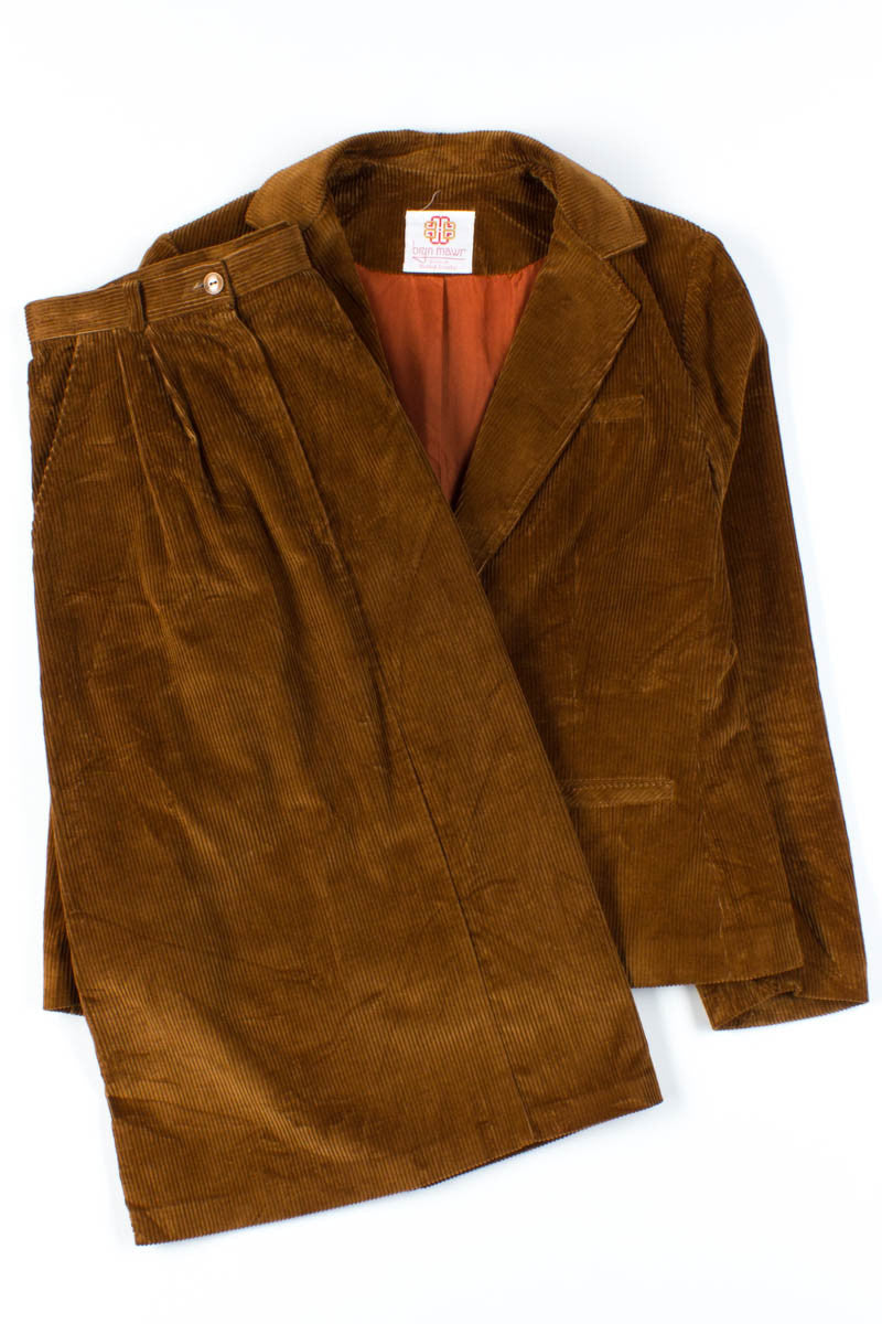Brown Corduroy Jacket & Skirt