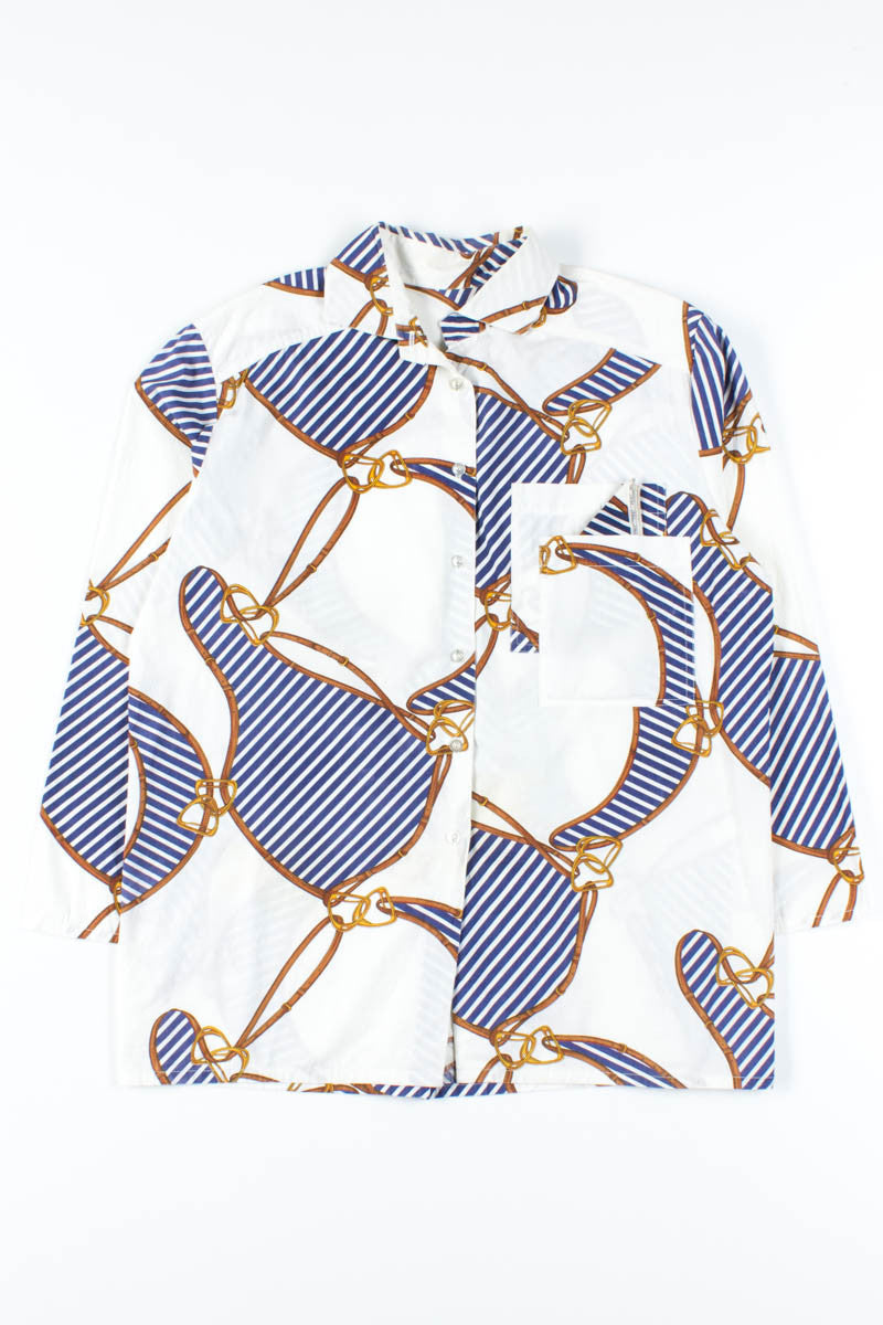 Belts Patterned Button Up Shirt