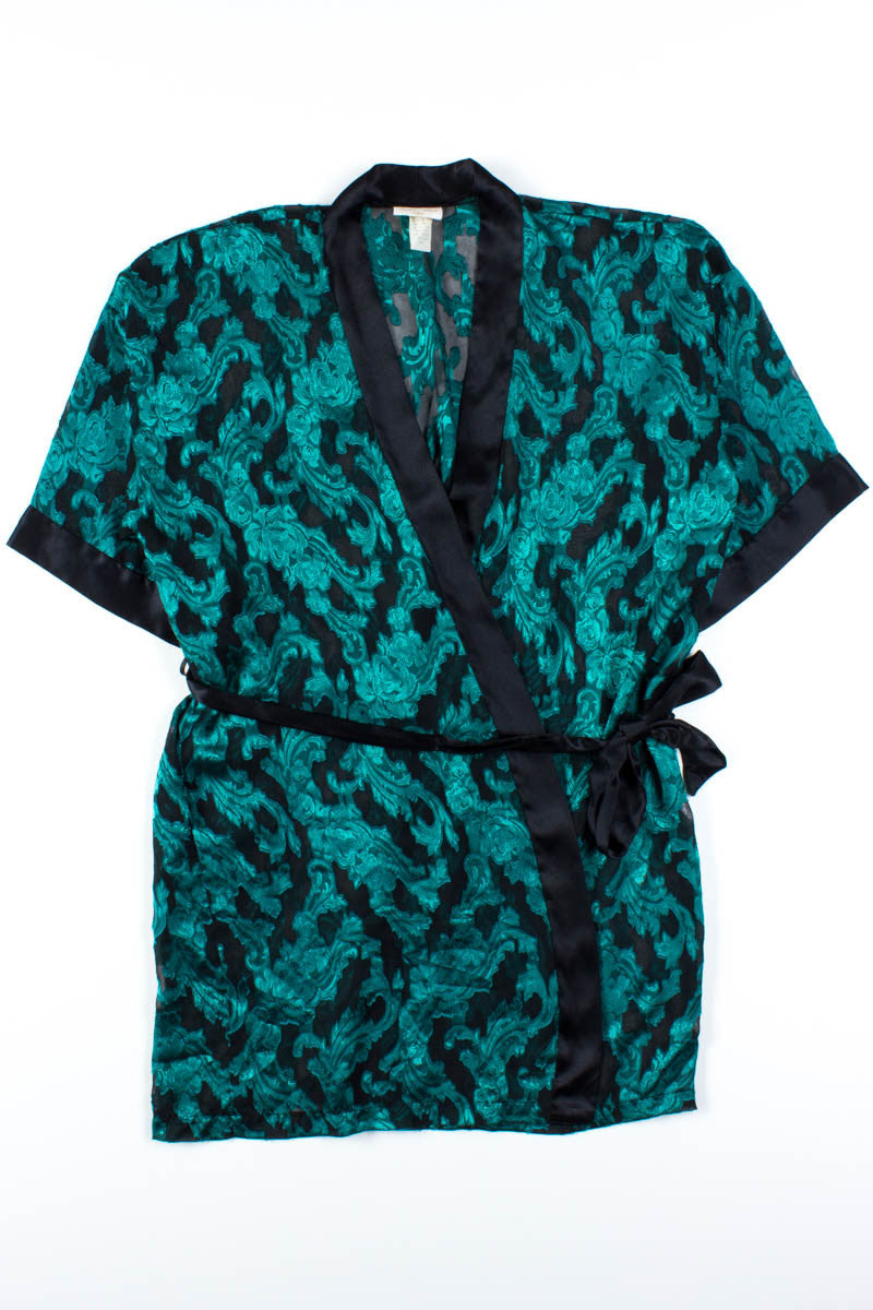 Green & Black Mesh Kimono