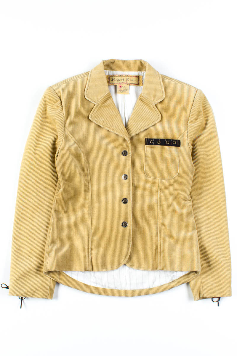 Lace Sleeve Corduroy Blazer