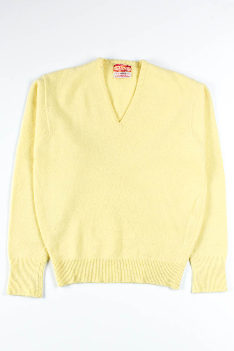 70s Yellow V-Neck Wool Sweater