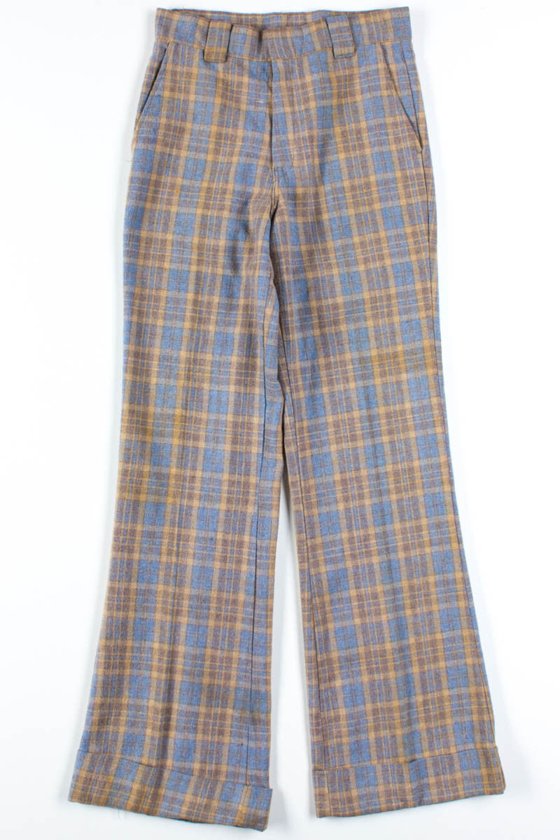 Blue & Tan Washed Plaid Pants