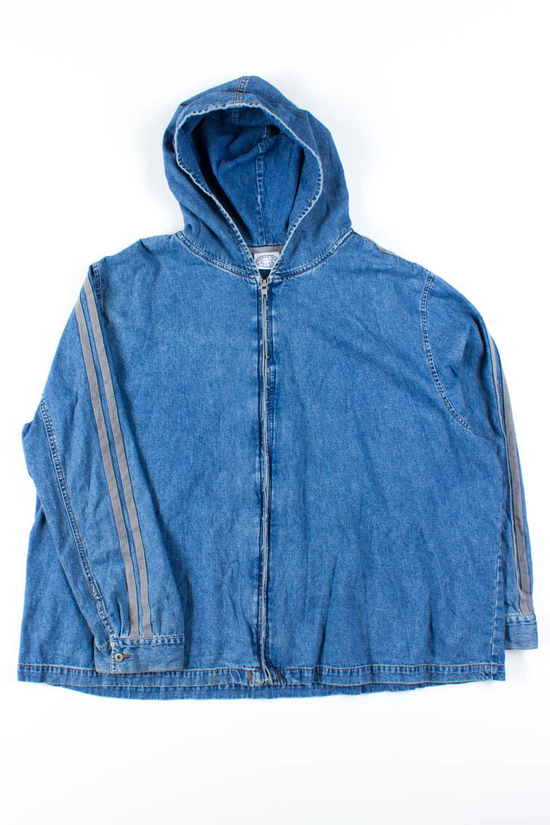 Striped Denim Zip Hoodie
