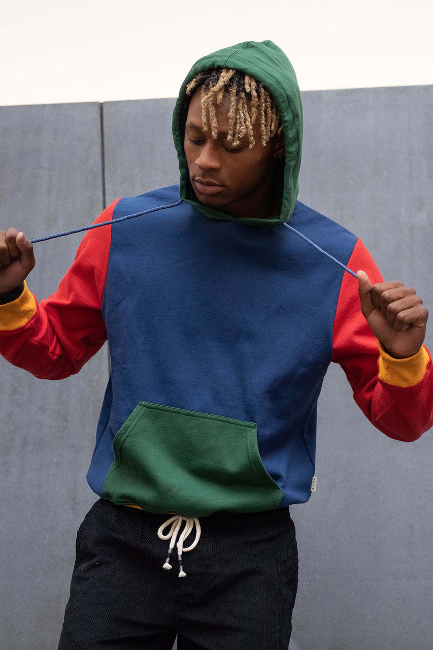 Classic Blue Color Block Hoodie