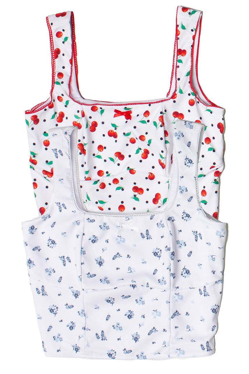 Patterned Picot Trim Bodice Tank