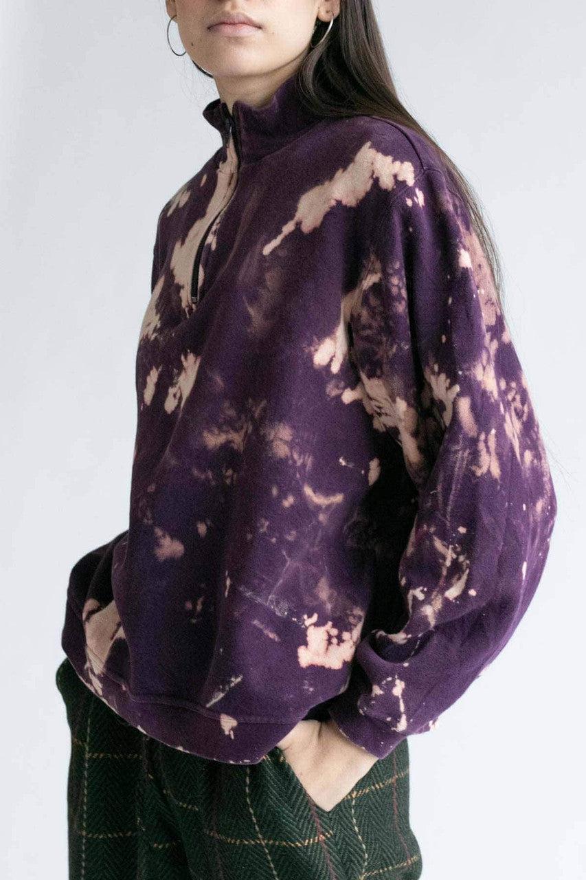 Purple Pullover Bleached Recycled Sweatshirt