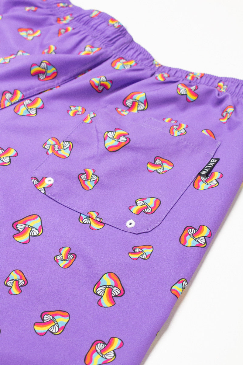 Purple Rainbow Mushrooms Swim Shorts