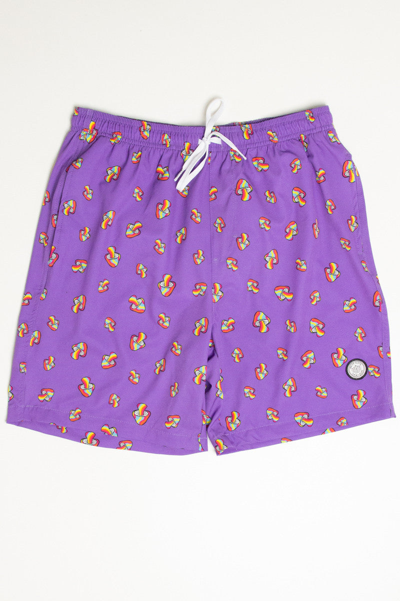 Purple Rainbow Mushrooms Swim Shorts