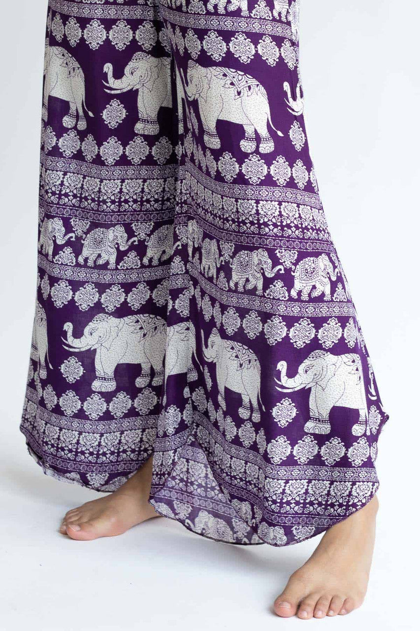 Purple Woven Waist Elephant Pants