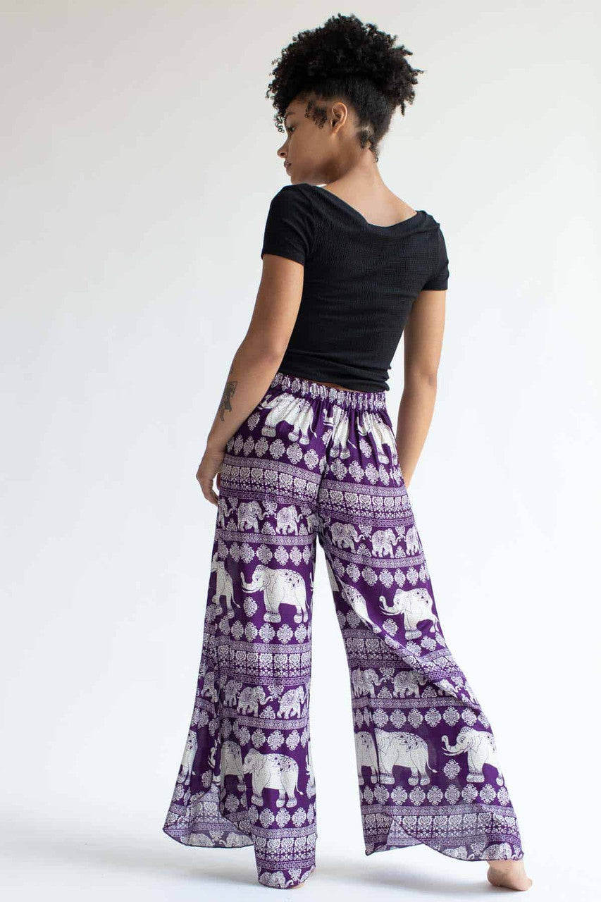 Purple Woven Waist Elephant Pants