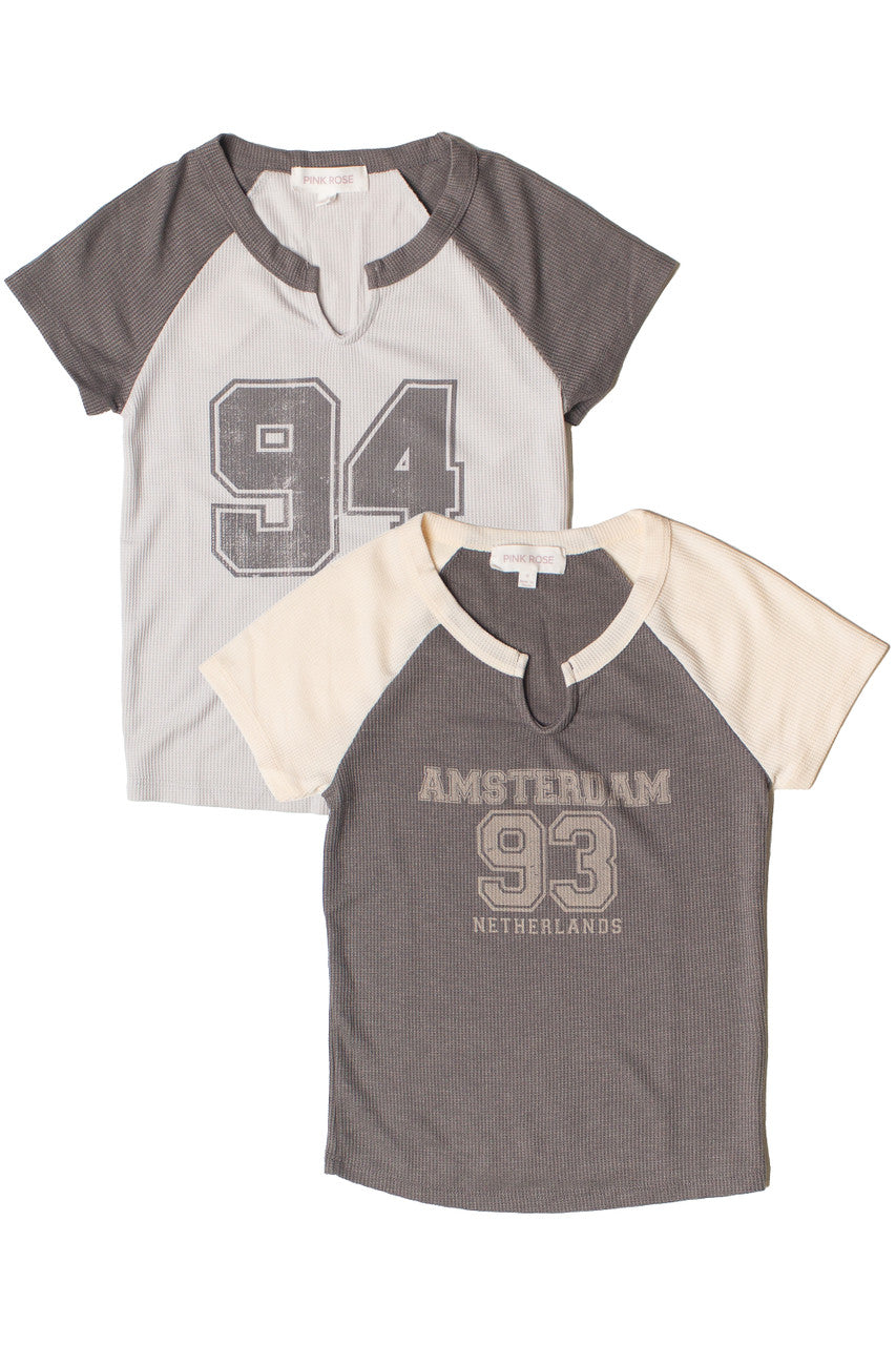 Waffle Knit Raglan Tee