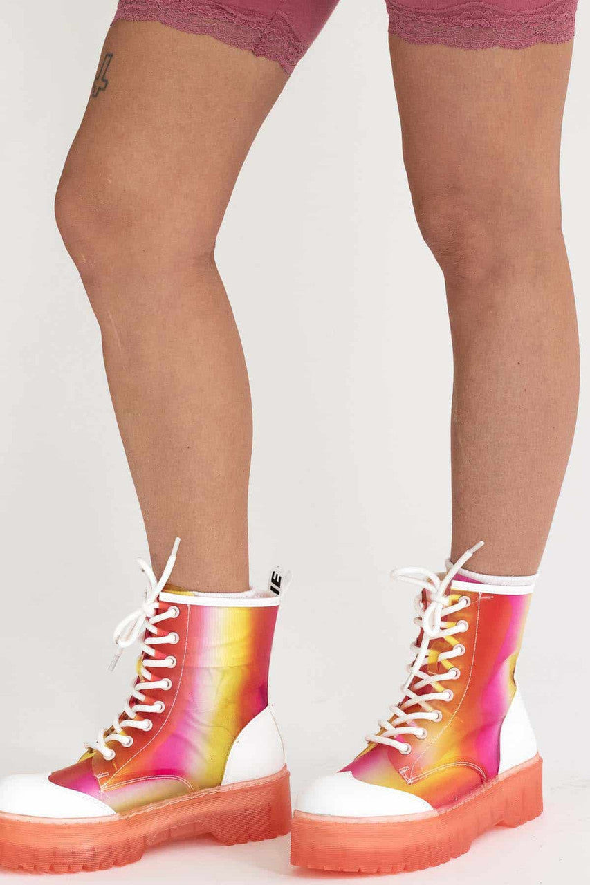 Pink & Yellow Jelly Platform Boots