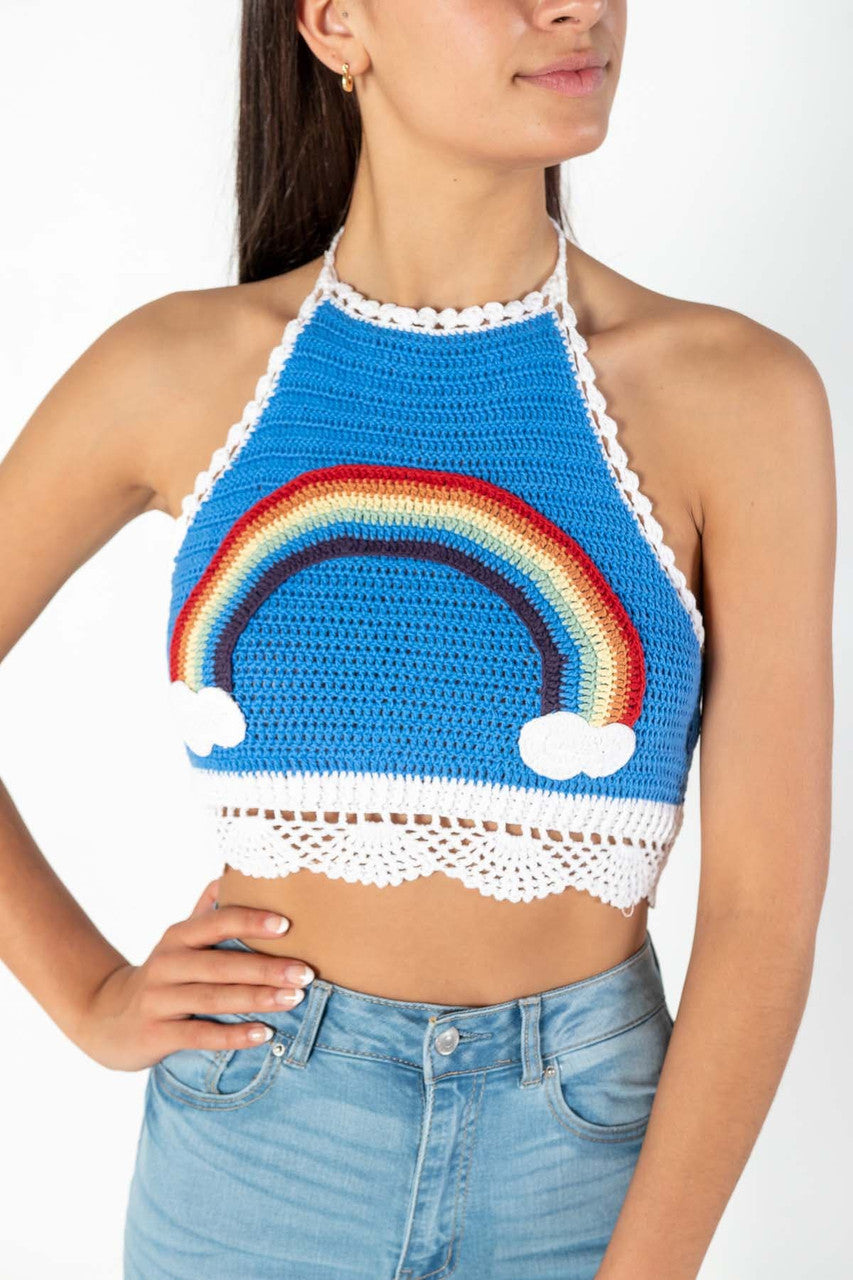 Rainbow Crochet Halter Top
