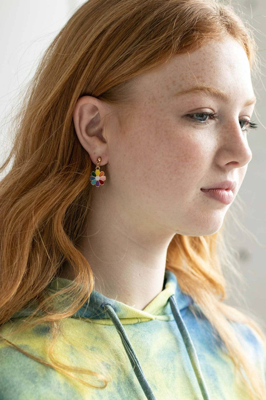 Rainbow Daisy Drop Earrings