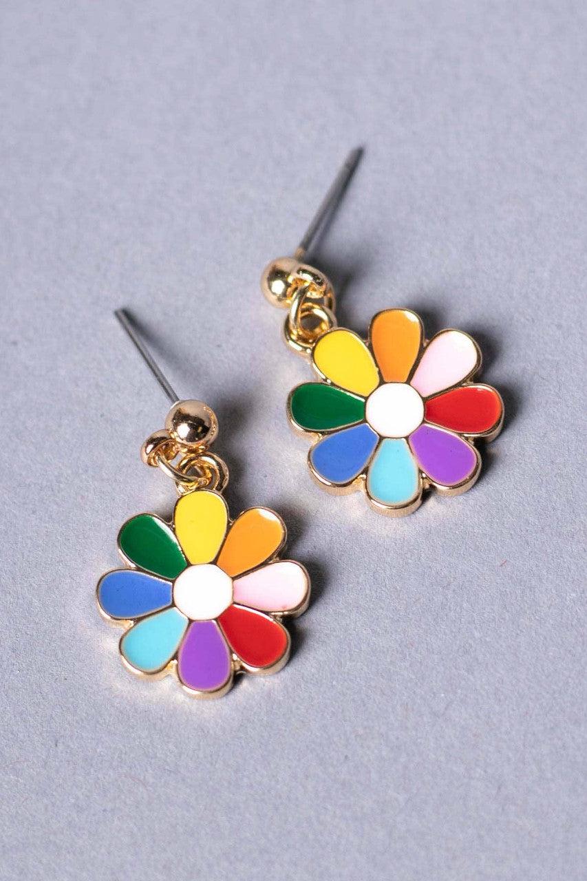 Rainbow Daisy Drop Earrings