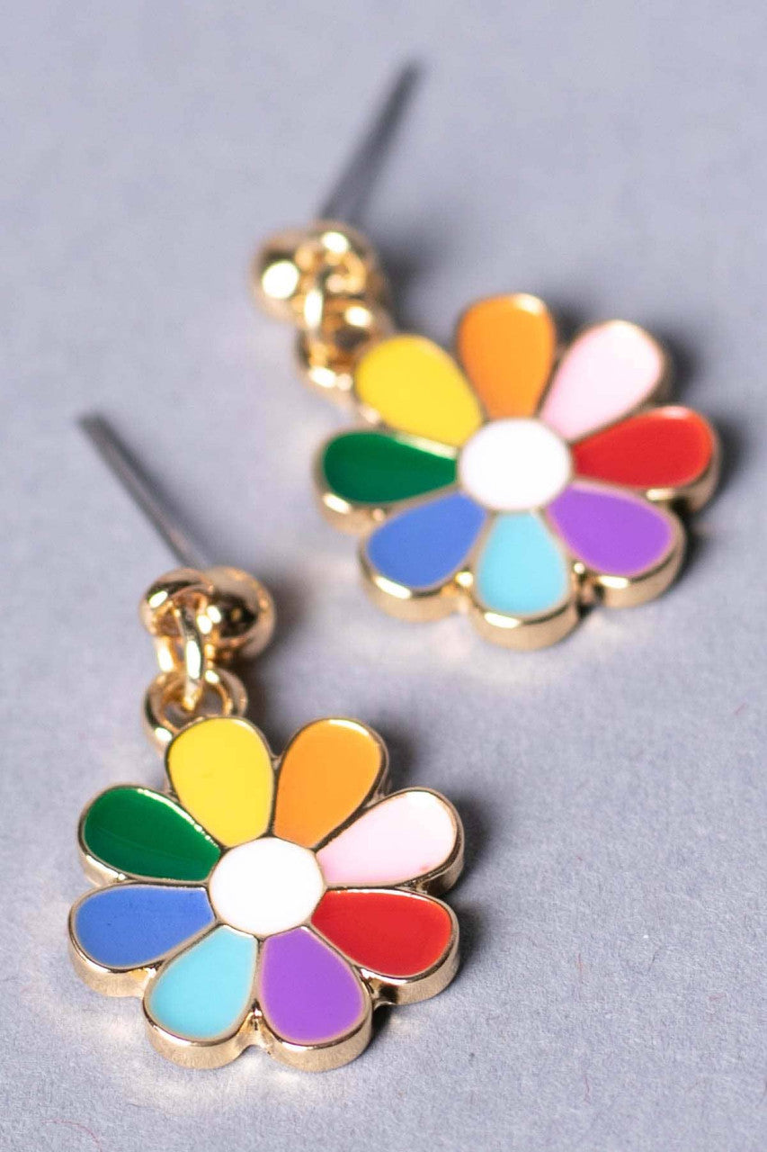 Rainbow Daisy Drop Earrings