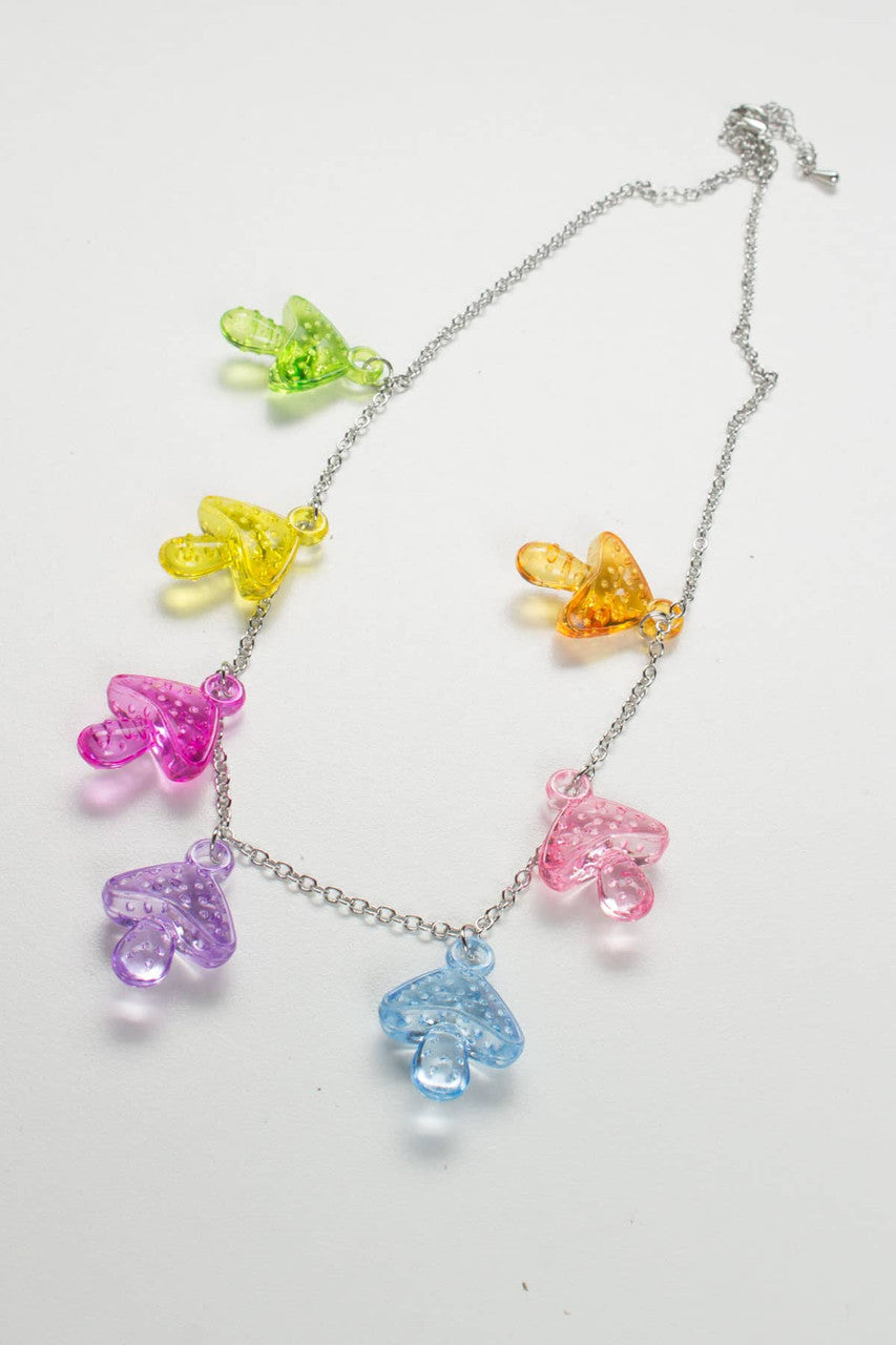 Rainbow Mushroom Charms Necklace