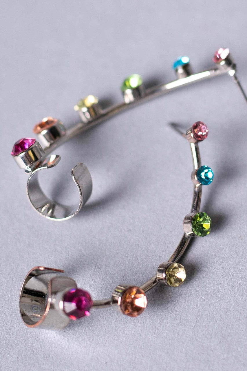 Rainbow Rhinestone Ear Cuffs