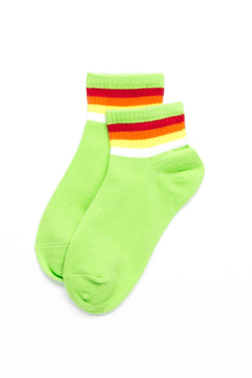 Rainbow Stripe Micro Sock Green