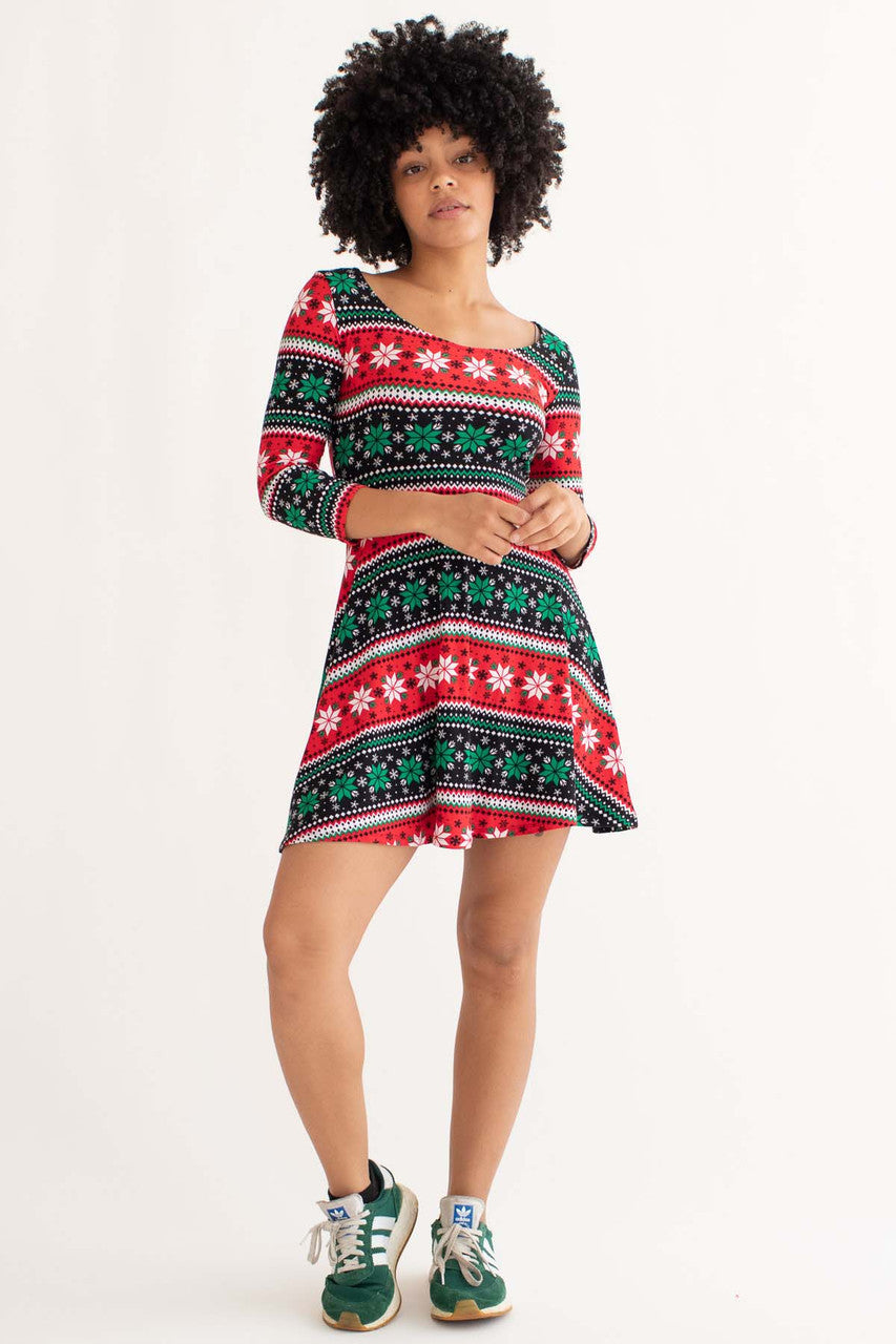 Red & Green Snowflake Fair Isle Dress