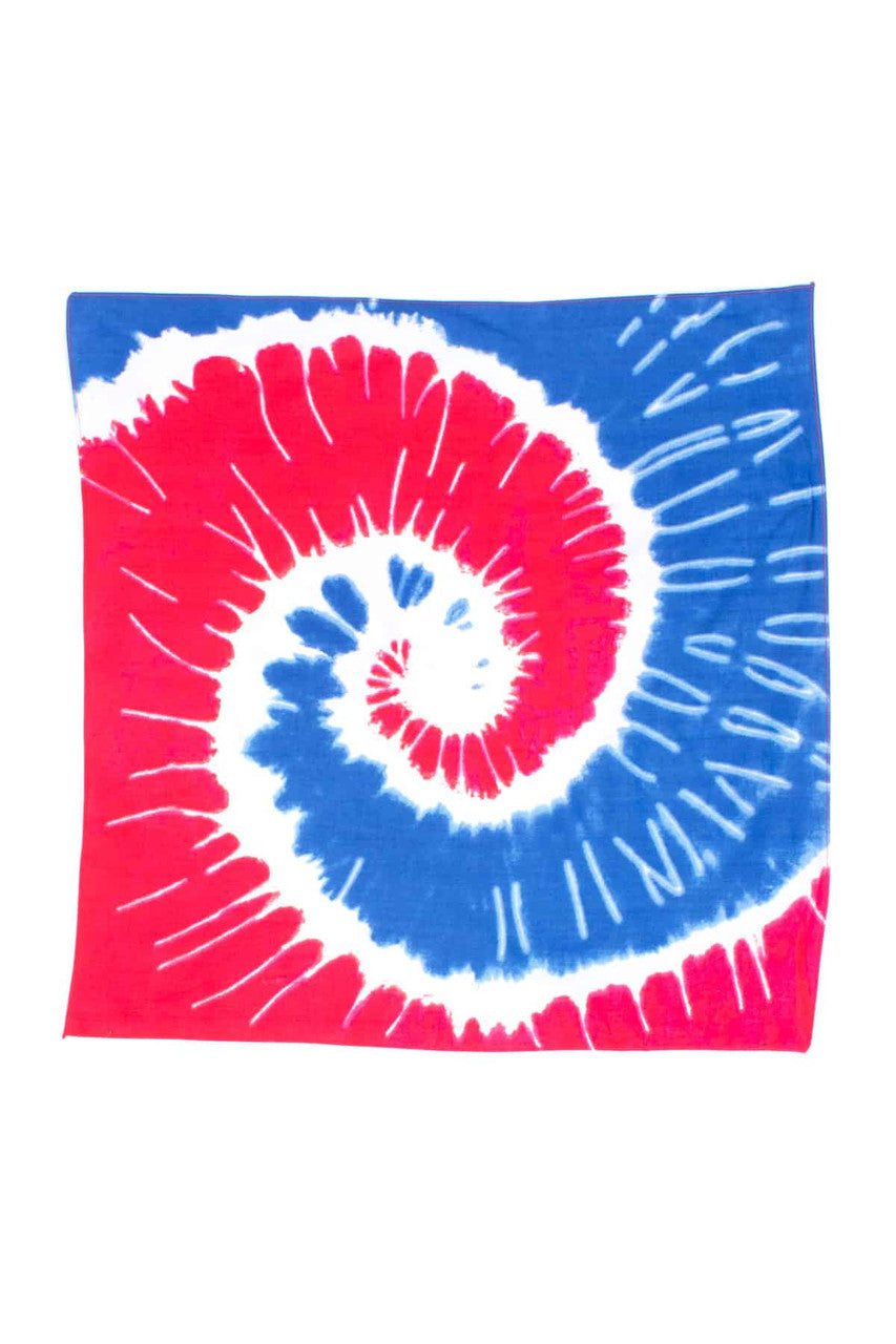Red Blue Spiral Tie Dye Bandana