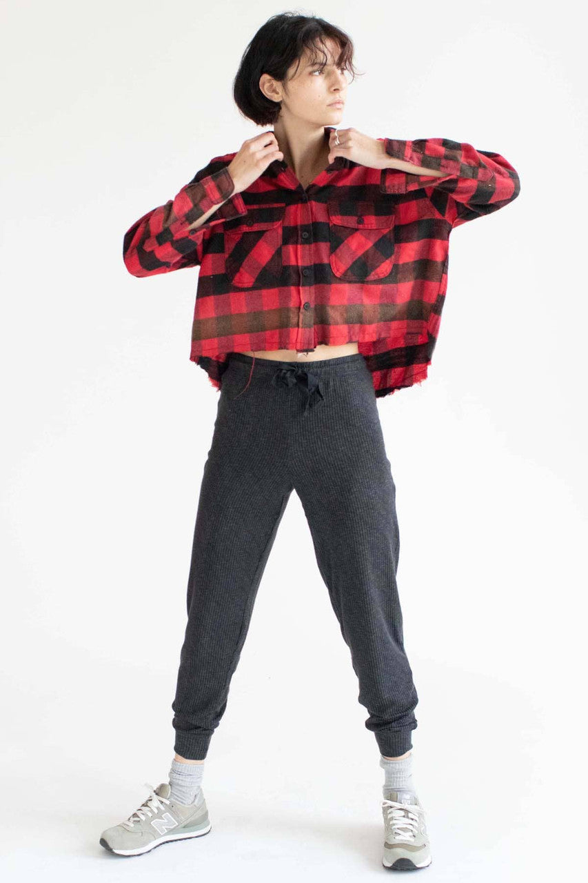 Red Faded Bottom Raw Edge Flannel