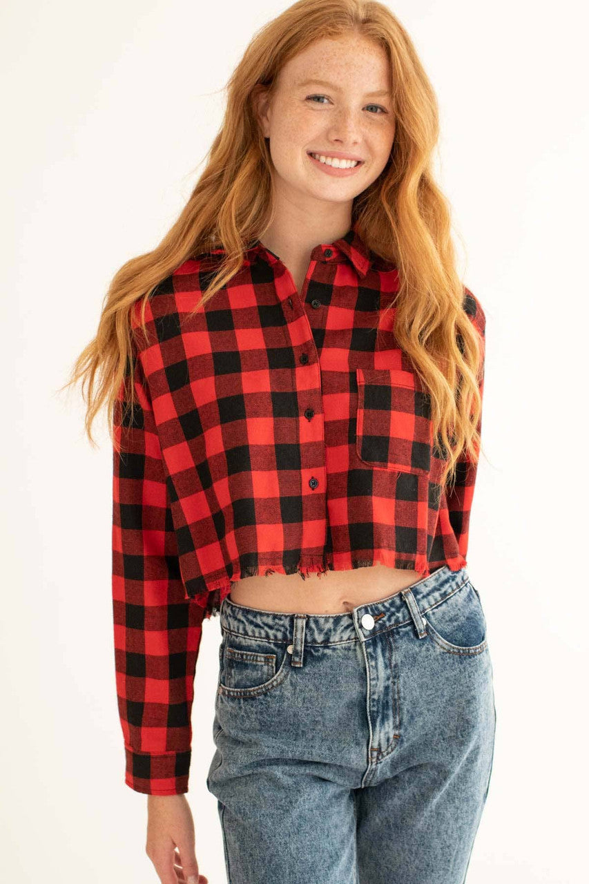 Red Cut Off Flannel