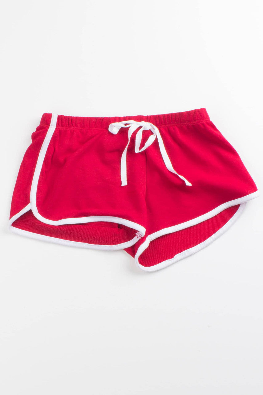 Red Drawstring Dolphin Shorts