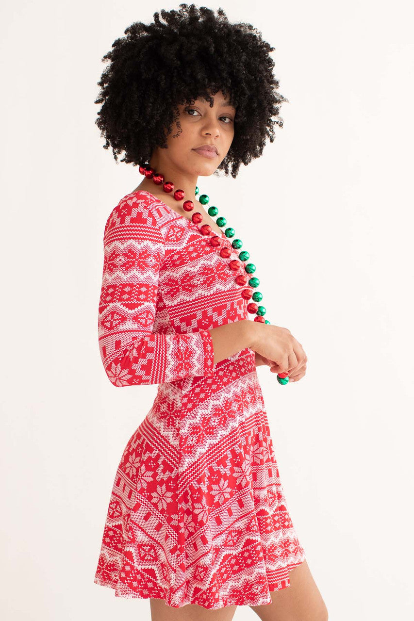 Red Fair Isle Dress