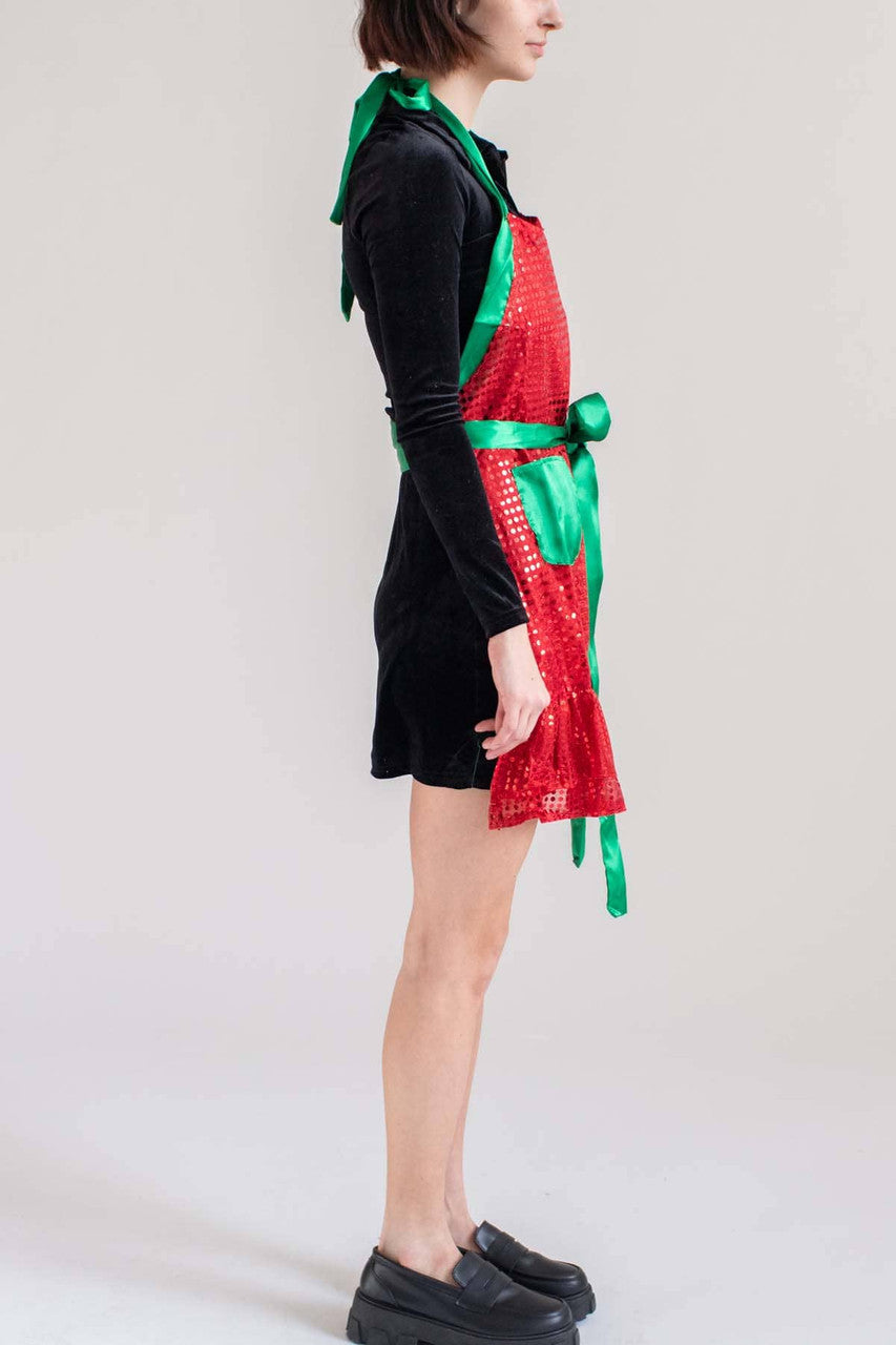 Red & Green Sequin Christmas Apron
