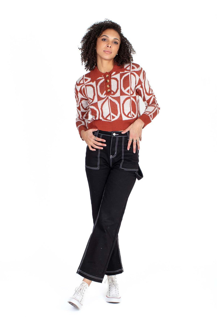 Red Peace Pullover Sweater