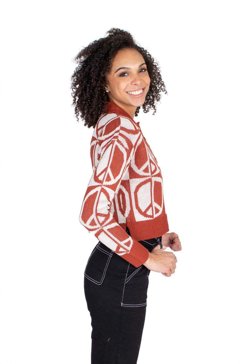 Red Peace Pullover Sweater