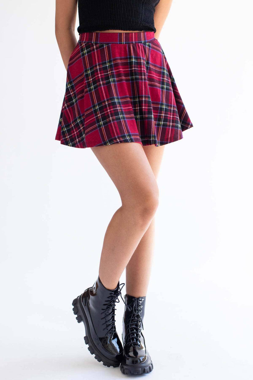 Black & Red Plaid Skater Skirt
