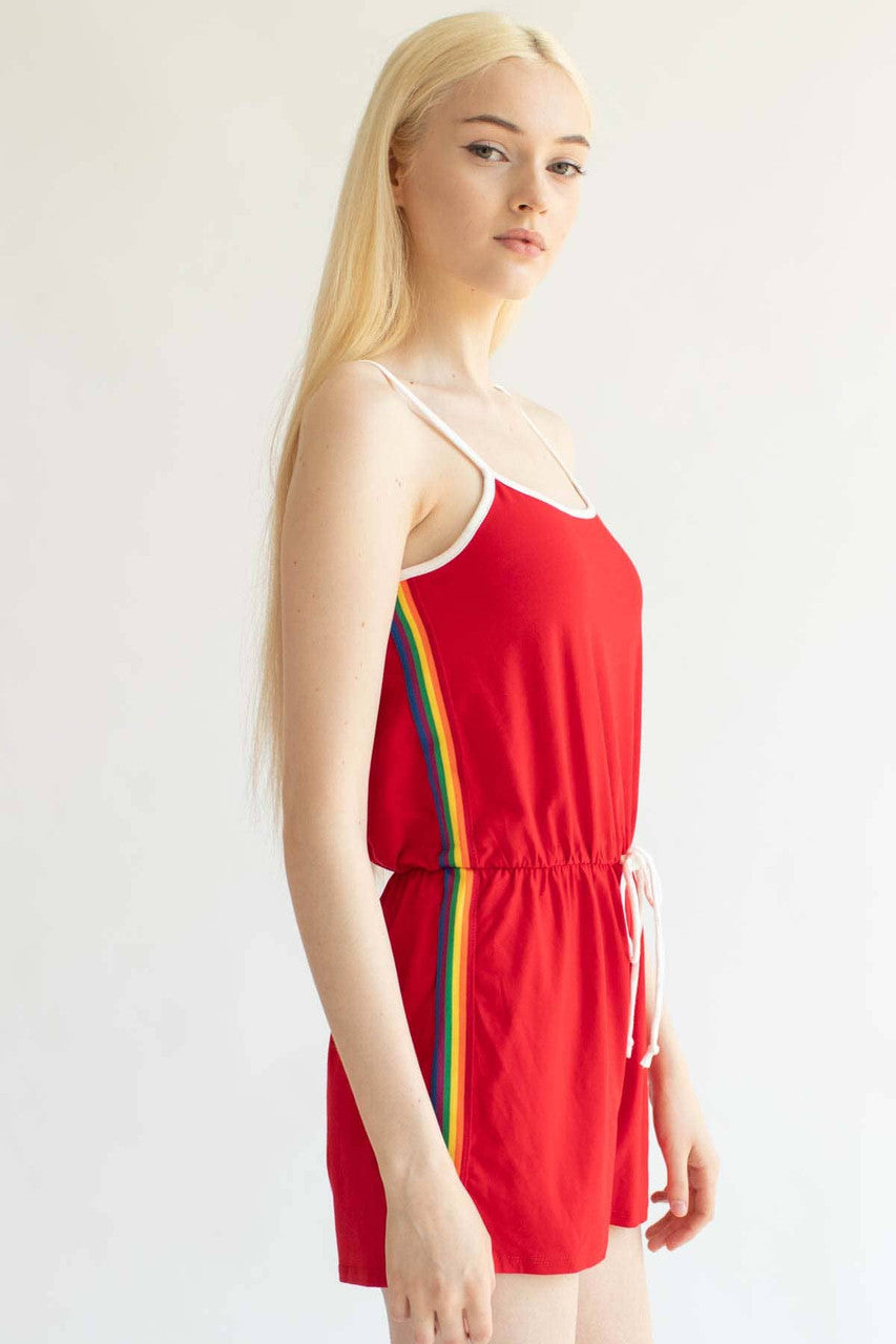 Red Rainbow Stripe Romper