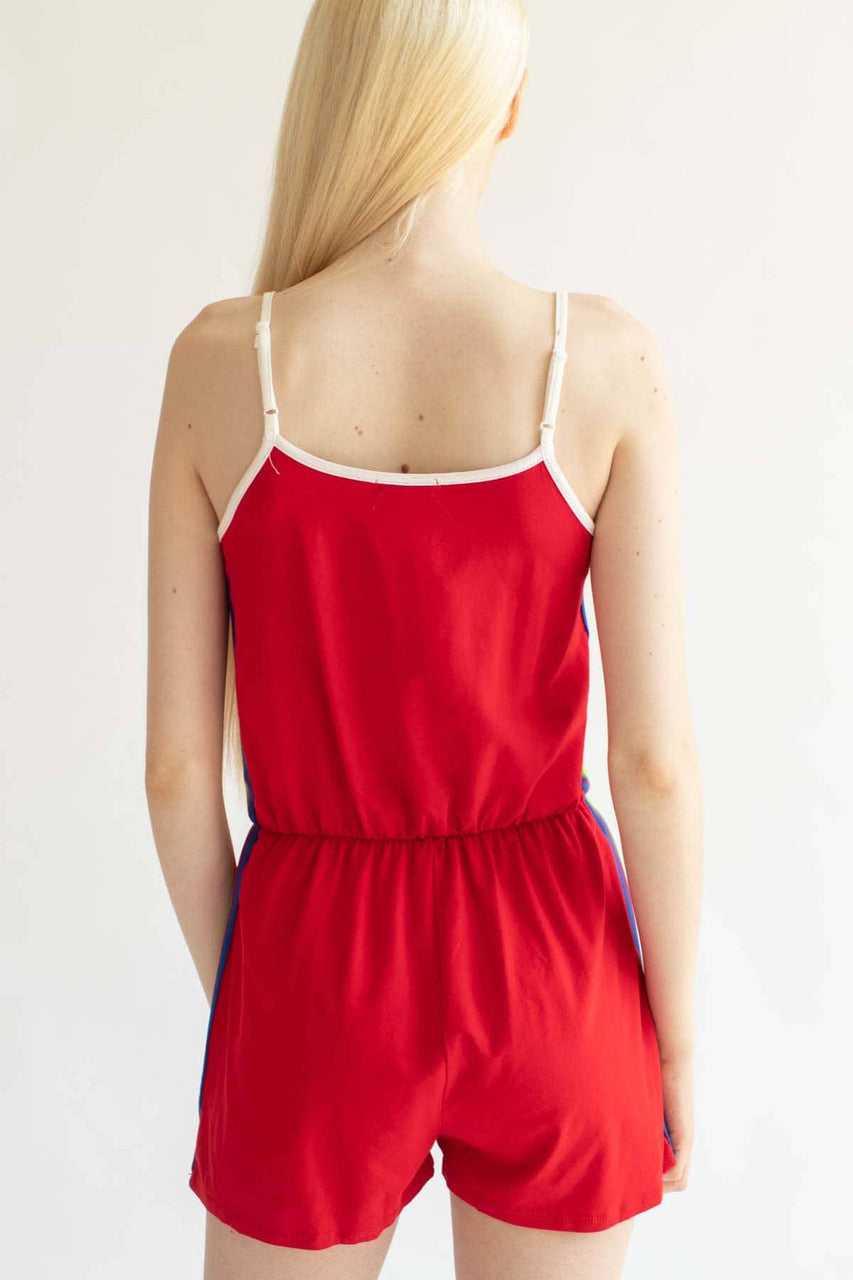 Red Rainbow Stripe Romper
