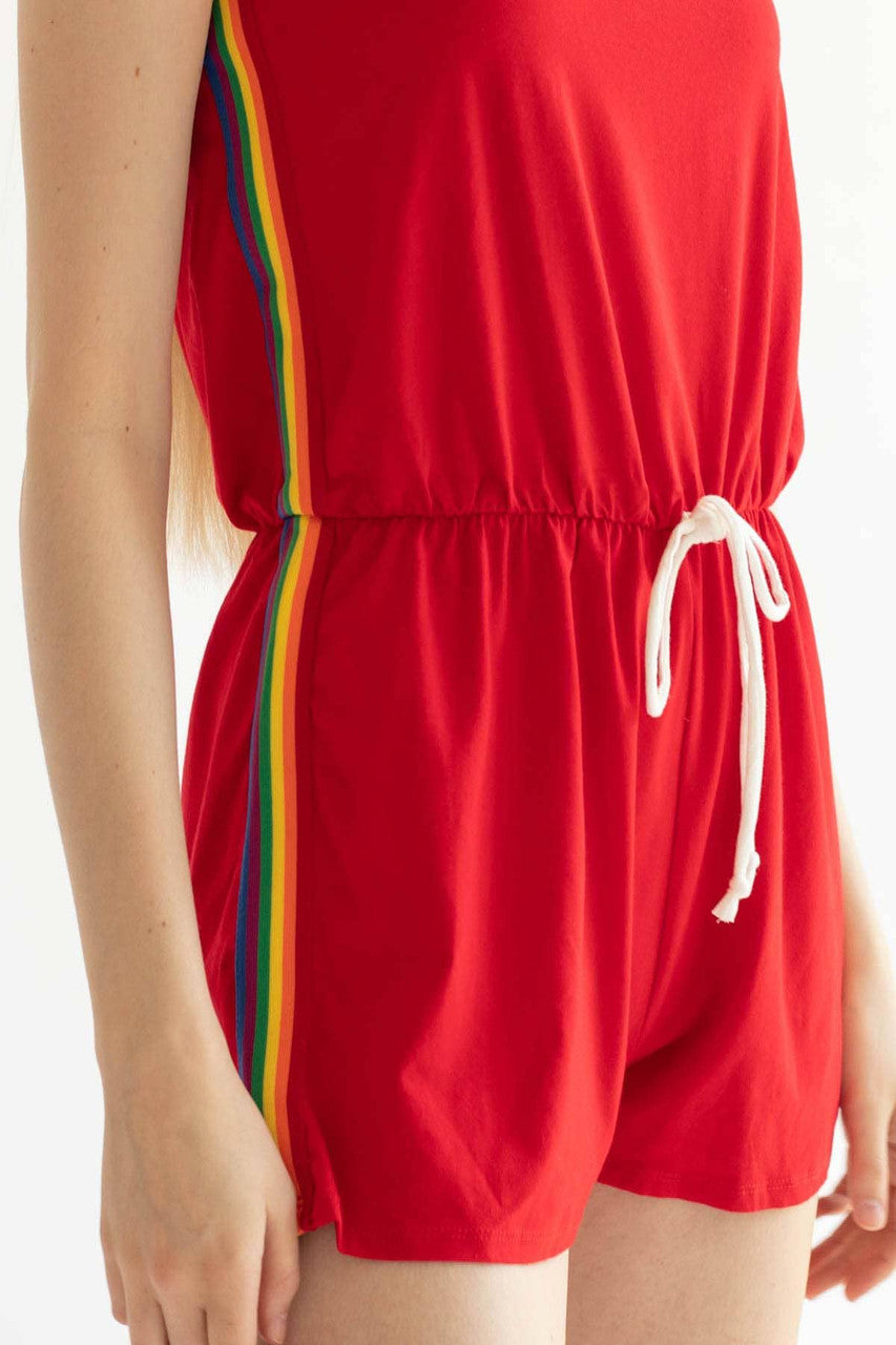 Red Rainbow Stripe Romper