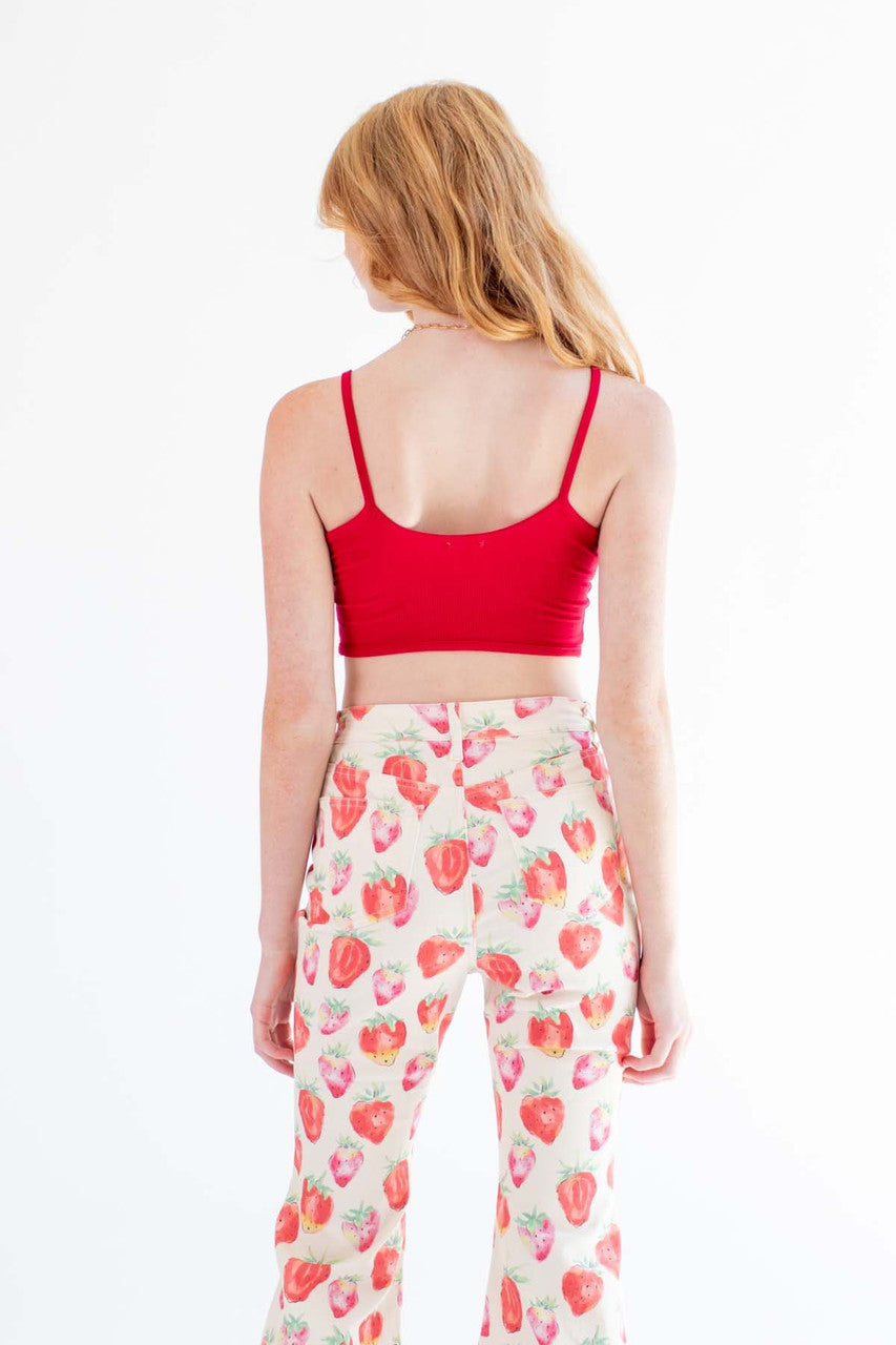 Red Ribbed Underlined Bust Cami