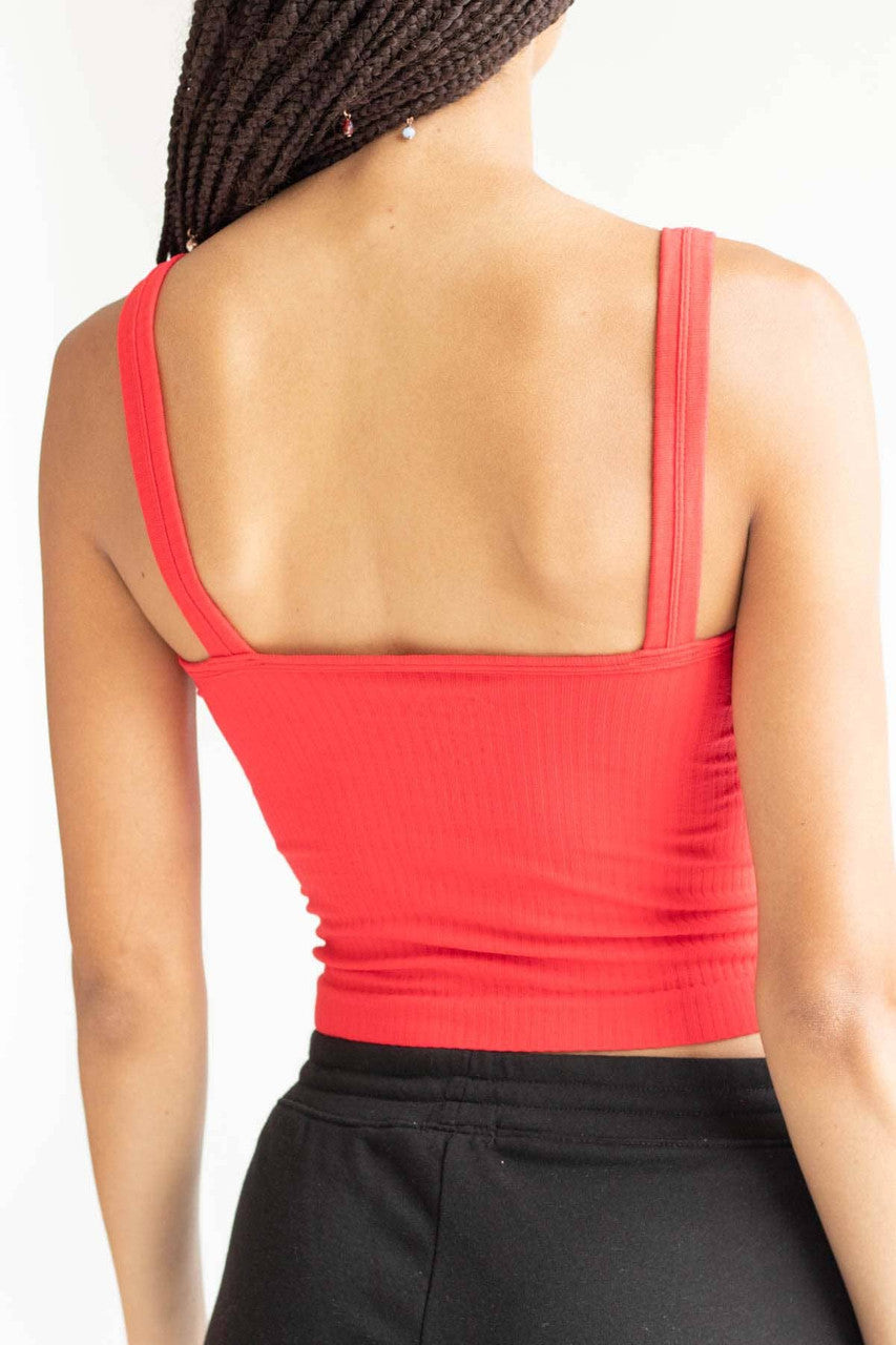 Red Seamless Ribbed Tank