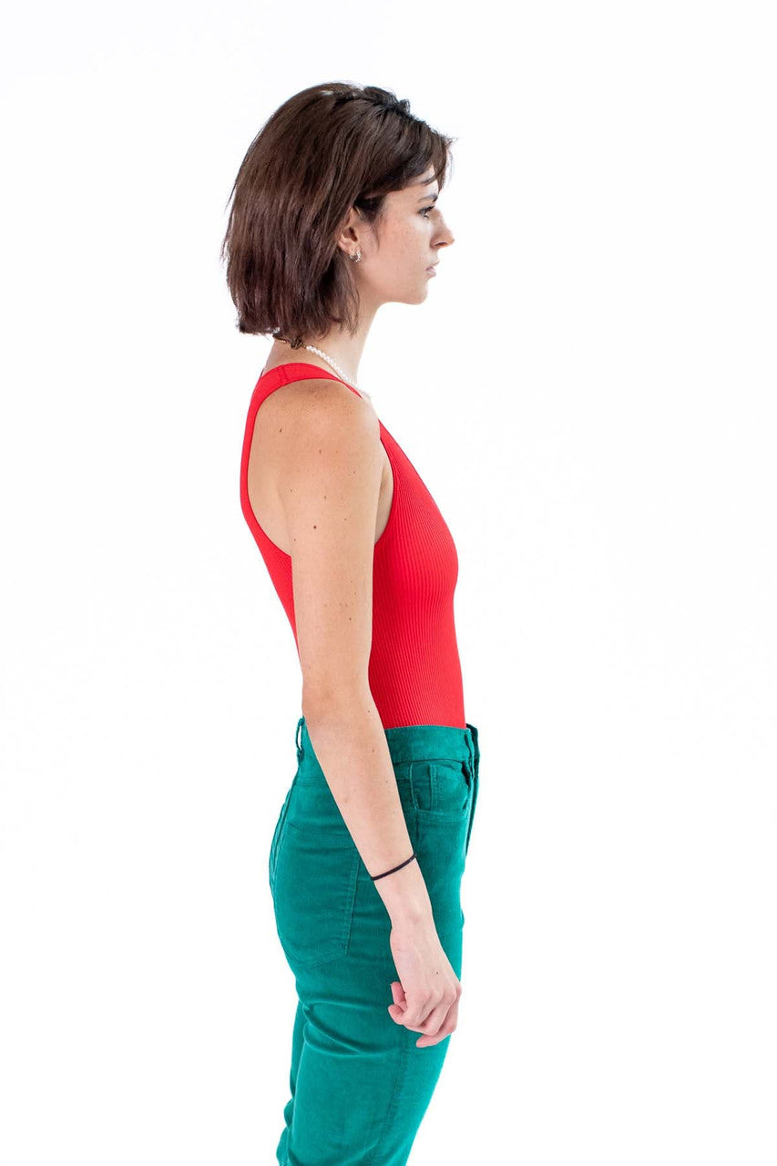 Red Seamless V Bodysuit