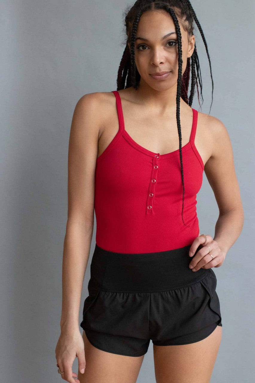 Red Snap Front Seamless Bodysuit