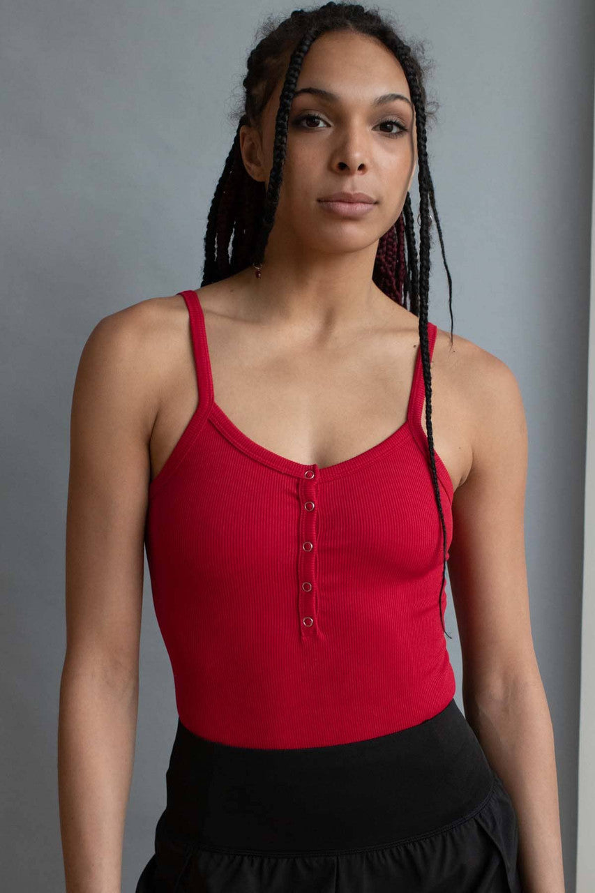 Red Snap Front Seamless Bodysuit